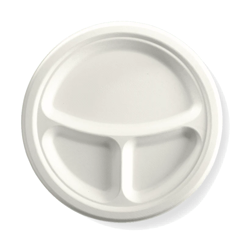 Pllakë e rrumbullakët 25 cm (10") me 3 ndarje - e bardhë