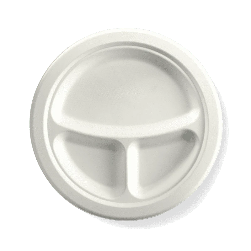 Pllaka të rrumbullakëta 23 cm (9") me 3 ndarje - të bardha