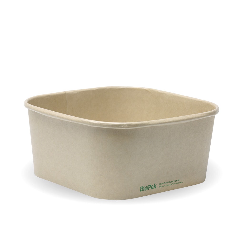 Enë katrore 1,400 ml me rreshtim (320 gsm), FSC Mix, Kraft- 300 copë/karton - kraft