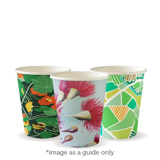 280 ml / 8oz (80 mm) Seria Artistike BioCup me një mur me një mur - 1000/karton - seri arti