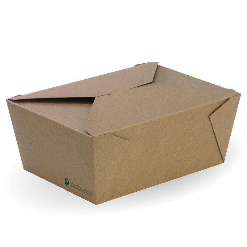 Extra large lunch box - 197 x 140 x 90mm - printed kraft-look [200 PER CARTON]