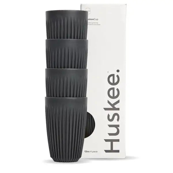 12oz HuskeeCup 4-pack (x12) - charcoal [48 PER CARTON]