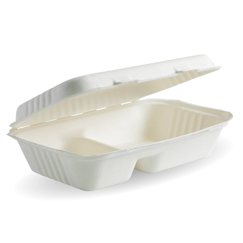 23x15x8cm (9x6x3") 2 compartment clamshell - white [250 PER CARTON]