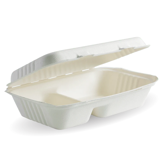 23x15x8cm (9x6x3") 2 compartment clamshell - white
