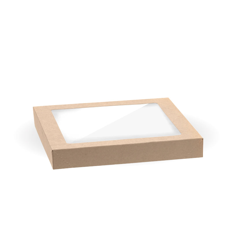 BioBoard Catering Tray PLA Windowed Lid - Small - kraft [100 PER CARTON]