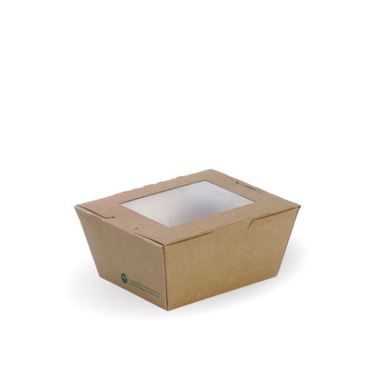 Small lunch box with window - 110 x 90 x 64mm - printed kraft-look [200 PER CARTON]