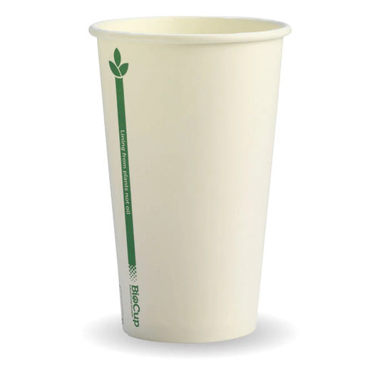 350ml (12oz) (80mm) cup (fits small lids) - white green line [1000 PER CARTON]