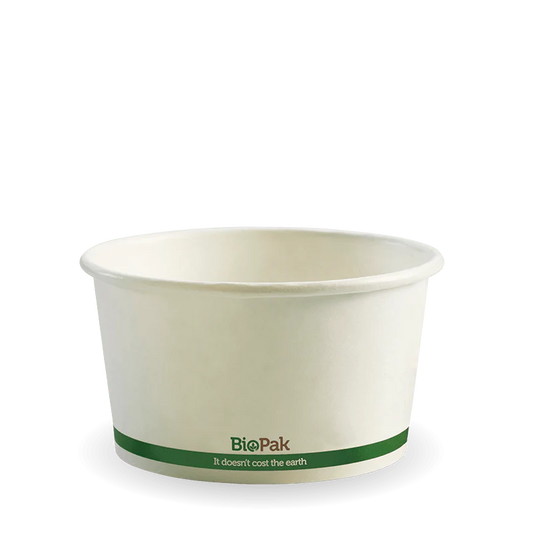 430ml (12oz) bowl FSC Mix - printed kraft-look green stripe