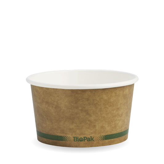430ml (12oz) bowl FSC Mix - printed kraft-look green stripe [500 PER CARTON]