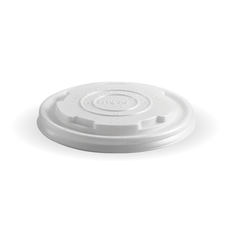 250ml (8oz) bowl PLA flat lid - opaque [1000 PER CARTON]