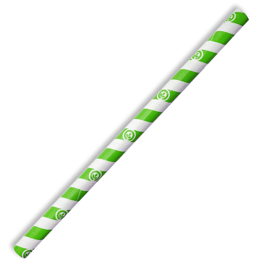 10mm jumbo paper straw - green stripe