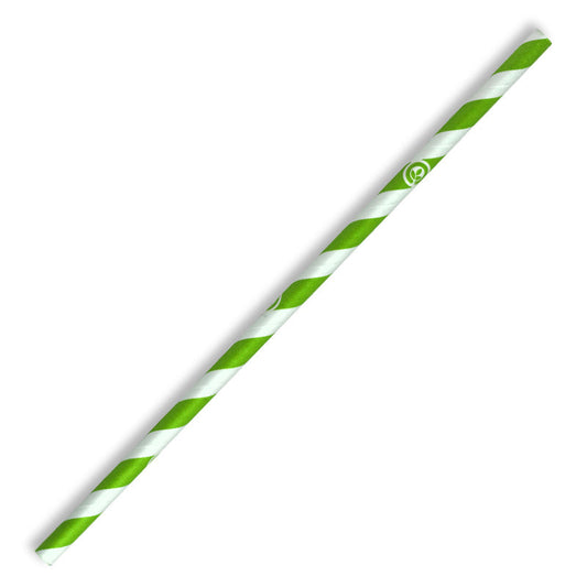 6mm regular paper straw - green stripe