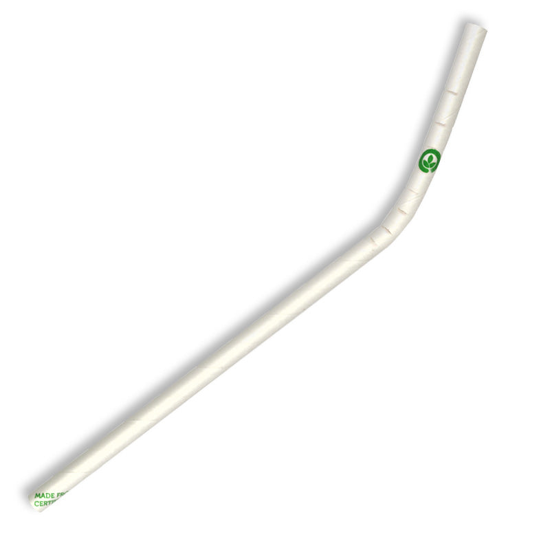 6mm bendy white straw - white