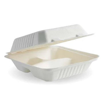 20x22x8cm (7.8x8x3") 3 compartment clamshell - white