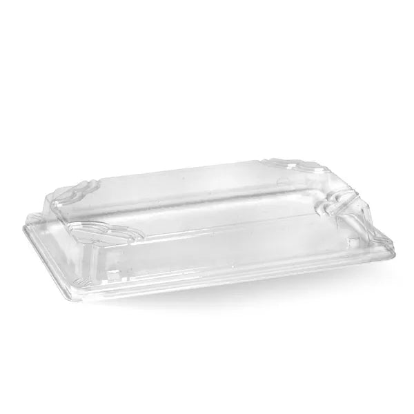 Long sushi tray PET lid for BioCane  - clear [600 PER CARTON]
