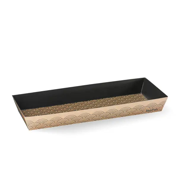 Long sushi tray FSC Mix - kraft and black [300 PER CARTON]