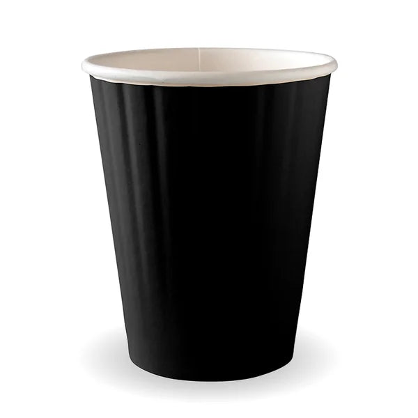390ml (12oz) cup D/W (fits large lids) - black [1000 PER CARTON]