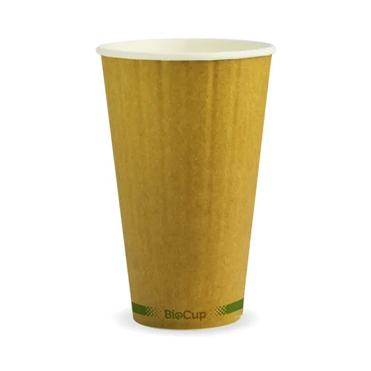 460ml (16oz) cup D/W (fits large lids) - kraft green stripe [600 PER CARTON]