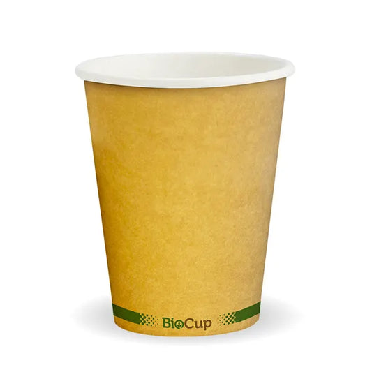 280ml (8oz) cup (fits small lids) - kraft green stripe [1000 PER CARTON]