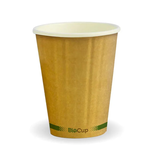255ml (8oz) cup D/W (fits small lids) - kraft green stripe [1000 PER CARTON]