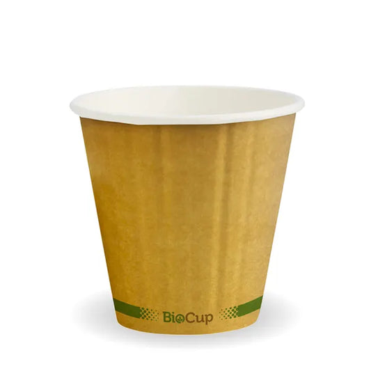 390ml (12oz) cup D/W (fits large lids) - kraft green stripe [1000 PER CARTON]