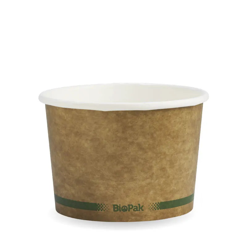 550ml (16oz) bowl FSC Mix - printed kraft-look green stripe [500 PER CARTON]