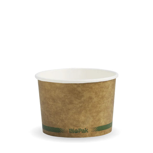 250ml (8oz) bowl FSC Mix - printed kraft-look green stripe